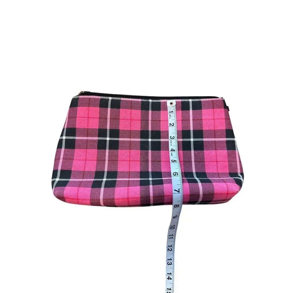 Victoria’s Secret Pink Plaid Makeup Bag Cosmetic Pouch Love Pink Travel Case